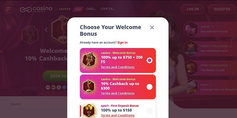 Casino Infinity - a Canadian online casino we tested